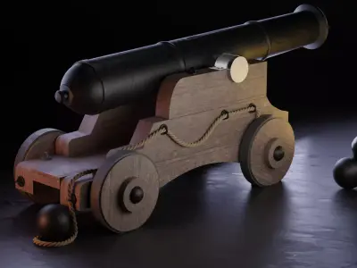 war cannon for game and animation  3D model