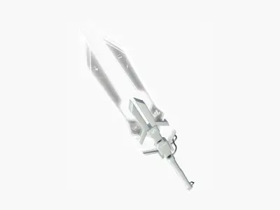 SciFi War Spear A06 Full White - Character Design Fashion Low-poly 3D model