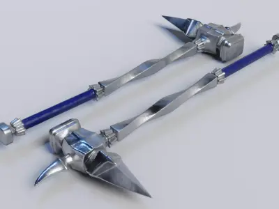 Warpick pair of metal swords with blades Low-poly 3D model