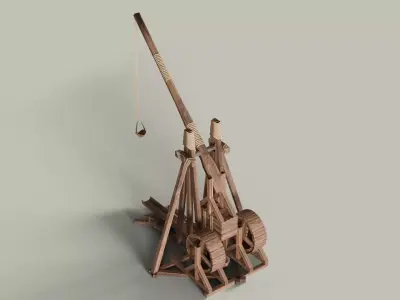Trebuchet Animated Free low-poly 3D model