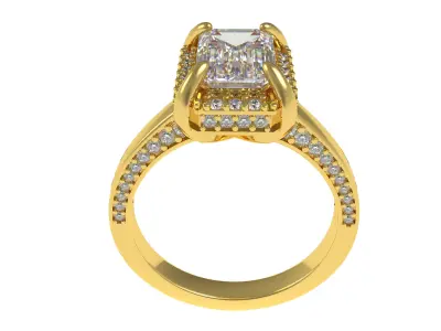 Antique Emerald Halo Engagement Ring 3D print model