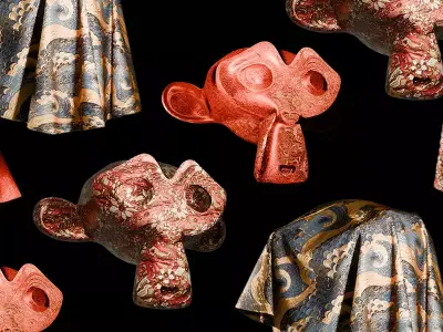 3 Oriental Velvet Fabric Seamless Material Bundle Texture