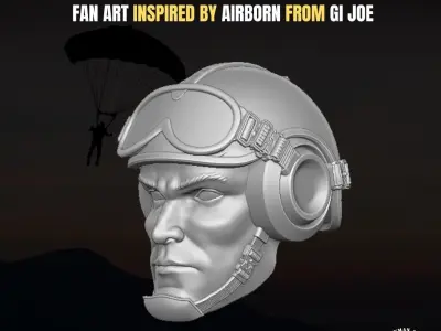 Airborne fan art head for action figures 3D print model