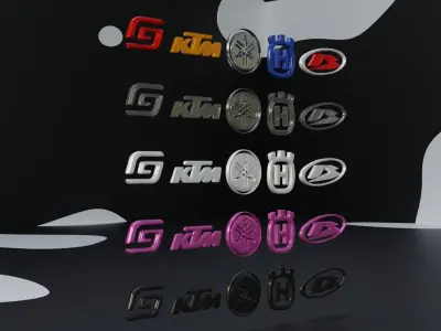 Motorcycle Logo KTM Husqvarna Yamaha GasGas and Beta Low-poly 3D model