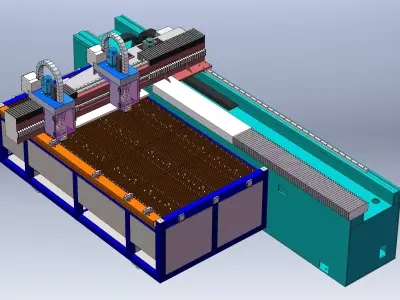 Dual-head cantilever laser machine 3D model