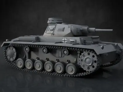 German WW2 Panzer III Tank Low-poly 3D model