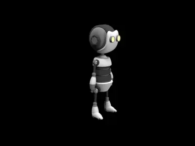 cute robot Low-poly 3D model 11
