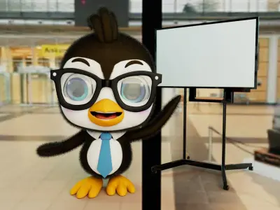 Cute Penguin Low-poly 3D model