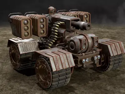 UGV Concept-3-Grey-Rusty Low-poly 3D model