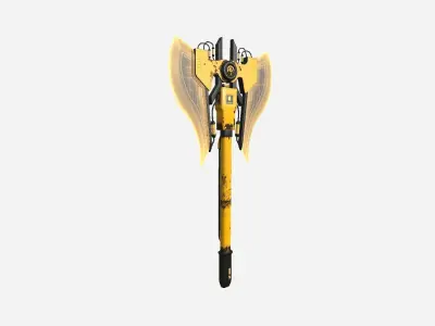 SciFi War Axe B08 Yellow - Sci Fi Weapon Design Low-poly 3D model