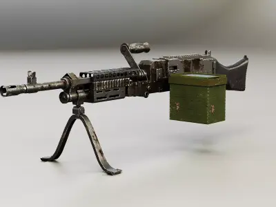 Used M240 Machine Gun Low-poly 3D model
