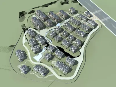Villa site plan of residential complex 3D model