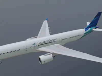 Garuda Indonesia airbus a330-900neo model  with cockpit Low-poly 3D model