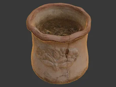 Old Clay Flower Pot with Soil Scan Low-poly 3D model