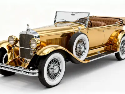 24K Gold Plated 1920s Luxury Phaeton 3D Model Low-poly 3D model