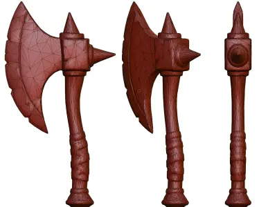 Stylized Battle Axe 3D Model Free low-poly 3D model