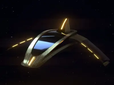 Futuristic spaceship with 4 different materials 4k Low-poly 3D model