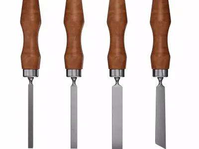 wood chisel set 3D model
