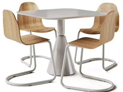 Sancal Pion Fresno Table and Boby Wood Chair 3D model