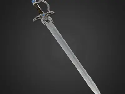 Fantasy Medieval Sword with Cristal 3D model