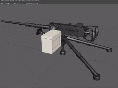 machine gun Subdiv model with UVs 3D model