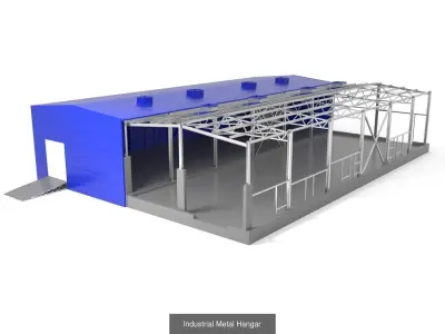 Pack of Four Industrial metal hangars 3D Model Collection