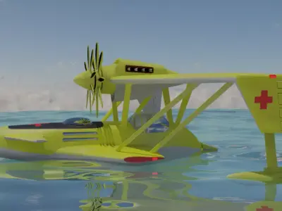 Paramedic airplane Low-poly 3D model