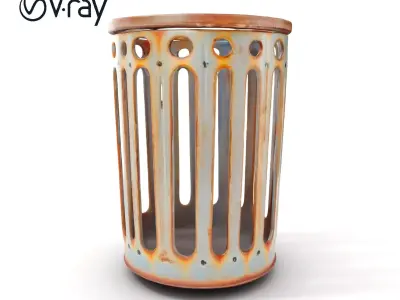 Rustic Metal Trash Can D Model Pack Low-poly 3D model