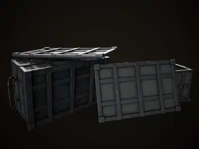 Game Ready Metal Crate with Lid Low-poly 3D model