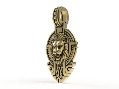 Antique Roaring Lion Pendant 3D print model