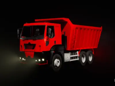 Driveable Animated Construction Truck Low-poly 3D model purchase