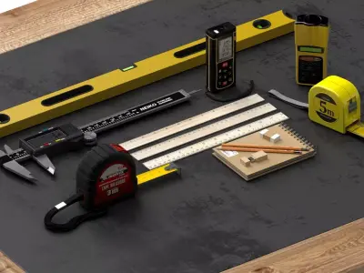 Professional Measurement Tools Set Low-poly 3D model