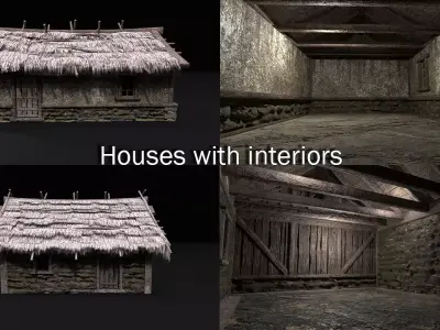 Two Realistic Medieval Houses Pack of High Quality purchase