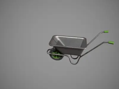Metal-Green Wheelbarrow Low-poly 3D model