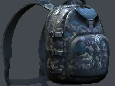 Backpack military combat Black baggage Low-poly Low-poly 3D model 4