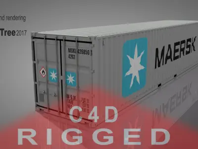 Shipping Container 40DV Rigged 3D model