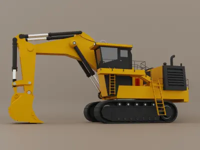 Hydraulic Mining Shovel Heavy Vehicle Low-poly 3D model
