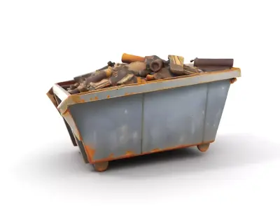 Rusted Construction Dumpster with Debris D Model Pack Low-poly 3D model