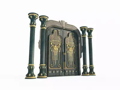 Construction of ancient building gates 3D model