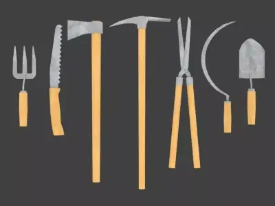 Garden tools Lite Free low-poly 3D model