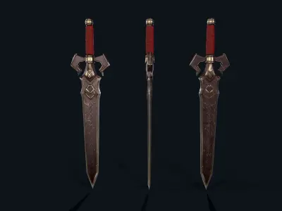 Dwarf sword Low-poly 3D model
