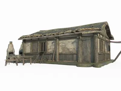 Asian ancient workshop blacksmith shop 3D model
