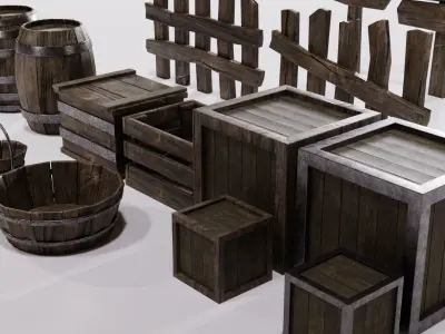 Wood Asset Pack Low-poly 3D model