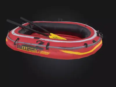 Inflatable Boat with Oars  Lightweight and Ready for Adventure 3D model