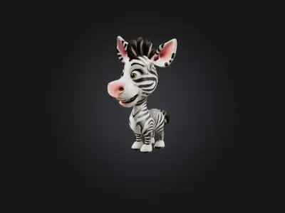 Cartoon Zebra Low-poly 3D model