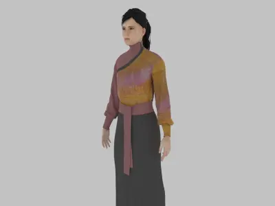woman in asian clothes Low-poly 3D model get