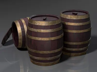 Wood Barrel  Low-poly 3D model purchase