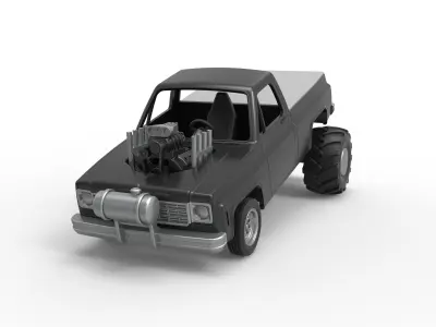 Old school pulling truck 2wd Scale 1 to 25 3D print model