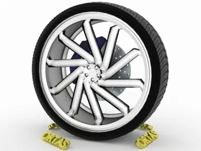 ORTAS CAR WHEEL RIM 136 GAME READY WHEEL RIM TIRE 3D model