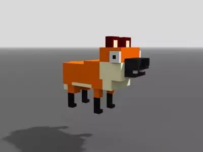 Voxel Maned Wolf Low-poly 3D model
